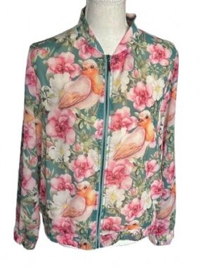 Birds & Flowers HILLARY SCOTT La Bellum Chiffon Sheer Jacket Top Boho Floral